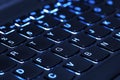 Laptop keyboard, illuminated keys Royalty Free Stock Photo