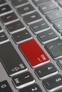 Laptop keyboard macro close up fading enter red Royalty Free Stock Photo