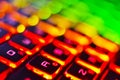 Laptop keyboard with red backlight. Buttons closeup Royalty Free Stock Photo