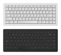 Laptop keyboard. White and black keyboard for pc, qwerty modern keypad alphabet, button keyboards realistic vector