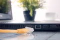 Laptop with LAN, HDMI and USB ports Royalty Free Stock Photo