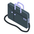 Laptop leather bag icon, isometric style