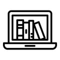 Laptop library icon, outline style