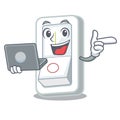 With laptop light switch in the cartoon shape