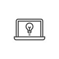 Laptop with ligth bulb line icon Royalty Free Stock Photo