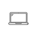 Laptop Line Icon In Flat Style Vector For App, UI, Websites. Black Icon Vector Illustration