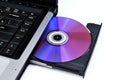 Laptop with Loaded DVD Drive Royalty Free Stock Photo