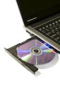 Laptop with Loaded DVD Drive Royalty Free Stock Photo
