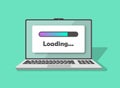 Laptop loading process icon in flat style. Software update vector illustration on isolated background. Updating sign business Royalty Free Stock Photo