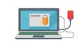 Laptop with Locked USB: Data Security & Device Protection, vector design Generative AI Royalty Free Stock Photo