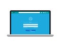 Laptop with login form template. Vector