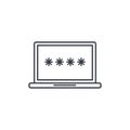 Laptop login password, data secure lock, padlock thin line icon. Linear vector symbol