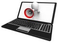 Laptop Loud Hailer Shows Internet Announcements Messages Or Info