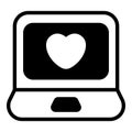 laptop, love communication black vector