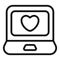 laptop, love communication simple line