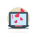 Laptop, Love, Heart, Wedding Abstract Circle Background Flat color Icon Royalty Free Stock Photo