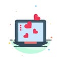 Laptop, Love, Heart, Wedding Abstract Flat Color Icon Template Royalty Free Stock Photo