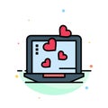 Laptop, Love, Heart, Wedding Abstract Flat Color Icon Template Royalty Free Stock Photo