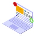 Laptop mail icon isometric vector. Email notification Royalty Free Stock Photo