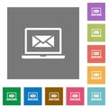 Laptop with mail symbol square flat icons Royalty Free Stock Photo