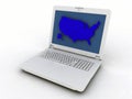 Laptop and map US Royalty Free Stock Photo