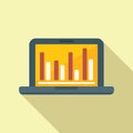 Laptop market chart icon flat vector. Segment target