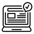 Laptop market studies icon, outline style