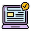 Laptop market studies icon vector flat