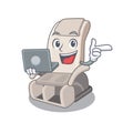 With laptop massage chair isolated in the character