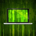 Laptop with matrix background Royalty Free Stock Photo