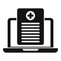 Laptop medical card icon simple vector. Patient profile