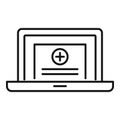 Laptop medical consultation icon, outline style