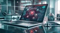A Laptop with Medical Data.AI generated image Royalty Free Stock Photo