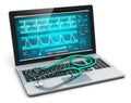 Laptop with medical diagnostic software and stethoscope