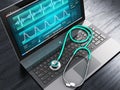 Laptop with medical diagnostic software and stethoscope