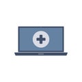 Laptop. Medical icon. Isolated on white. Vector