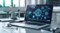 The laptop with medical interface.AI generated image Royalty Free Stock Photo