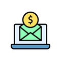 Laptop, message, dollar icon. Simple color with outline vector elements of economy icons for ui and ux, website or mobile