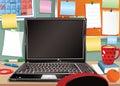 Laptop, workstation and notice board