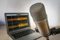 Laptop and microphone Royalty Free Stock Photo