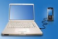 Laptop mobile connection Royalty Free Stock Photo