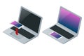 Laptop and mobile phone isolated on white. Flat 3d vector isometric illustration Royalty Free Stock Photo