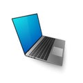 Laptop mock up. 3D laptop with bkue screen for you design or banner. Vector illustration isolated on white background Royalty Free Stock Photo