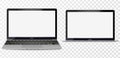 Laptop mockup with blank screen - front view.Open laptop with blank screen isolated on transparent background