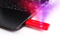 Laptop with a modern modem Royalty Free Stock Photo