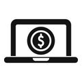 Laptop money online credit icon simple vector. Support finance