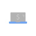 Laptop, money, online payment, purchase two color blue and gray icon