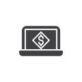 Laptop money screen vector icon