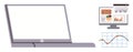Laptop and monitor with data visualization, graphs, and online dashboard for business analytics Royalty Free Stock Photo