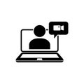Laptop monitor, Video calling, video communication icon for graphic design, logo, web site, social media, mobile app, ui illustrat Royalty Free Stock Photo